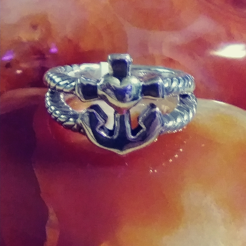 NWT- ANCHOR DOUBLE BRAIDED SHANK STERLING RING. SIZE -6